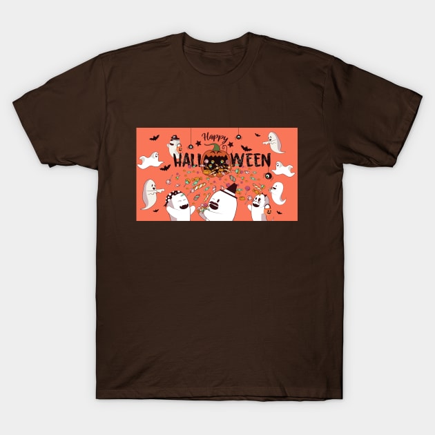 Halloween Ghost Party T-Shirt by HarlinDesign